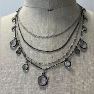 Multi-Layer Black and Silver Pendant Necklace